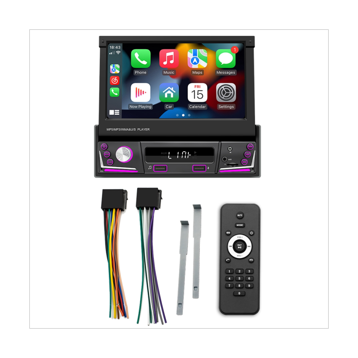 (JTAS) 7Inch Car Telescopic Screen CarPlay Android Auto Car Portable
