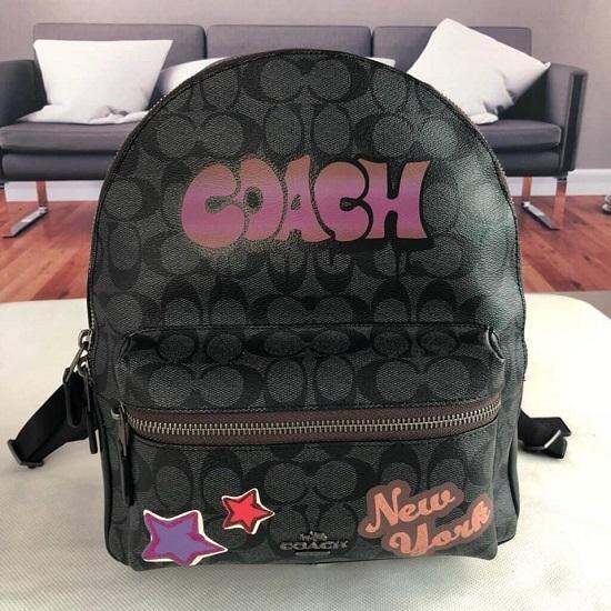 Coach F31499 Charlie Medium Signature Rucksack Graffiti Leather