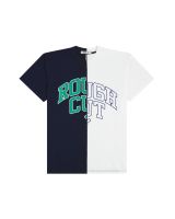 [ Rough Cut ] Half &amp; Half T-Shirt_(NAVY/WHITE)