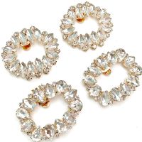 4Pcs Elegant Rhinestone Crystal Metal Shoe Clips for Wedding Party Purse Hardware Decoration