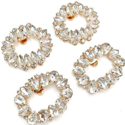 4Pcs Elegant Rhinestone Crystal Metal Shoe Clips Bridal Flower Shoe Buckles for Wedding Party Hardware Decoration
