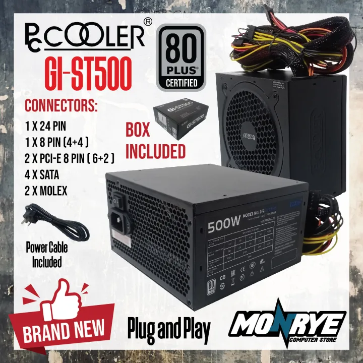 BRAND NEW POWER SUPPLY PC COOLER 500 WATTS TRUE RATED 80 PLUS