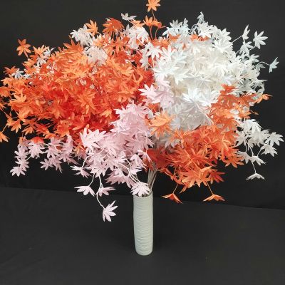 [AYIQ Flower Shop] 3สาขา110ซม. พืชประดิษฐ์สาขา Maple Leaf ดอกไม้ปลอมงานแต่งงานการจัดดอกไม้วัสดุ Room Home Decor Party Props