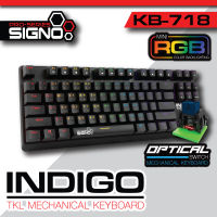 KEYBOARD gaming TKL mechanical (คีย์บอร์ดเกมมิ่งแบบสั้น) SIGNO KB-718 INDIGO TKL (MINI RGB LED) (BLUE OPTICAL SWITCH) (EN/TH)