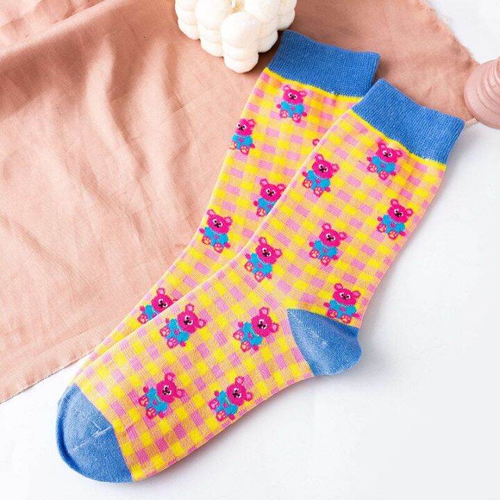 fun-cartoon-personality-creative-funny-tube-socks-for-women-korea-cute-autumn-winter-thick-female-socks