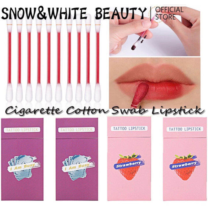 BEAUTYBIGBANG 20 pcs /Box Tattoo Lipstick Cotton Swab Lip Tint Case Lip
