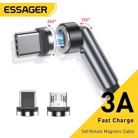 ขายดี YJ99529 - /  Essager สายแม่เหล็ก3A อย่างรวดเร็วชาร์จ USB Type C 540หมุนแม่เหล็กชาร์จสำหรับ iPhone โทรศัพท์มือถือ Micro USB C ข้อมูลลวดสายไฟ