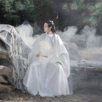 Hanfu เสื้อเชิ้ตแขนใหญ่สไตล์โบราณสำหรับผู้ชายเครื่องแต่งกายโบราณวิญญาณเทวดานักเรียนฤดูใบไม้ผลิและสไตล์ฤดูร้อน