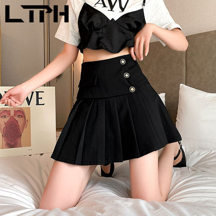 ltph-korean-fashion-high-waist-skirt-women-irregular-pleated-safety-lining-design-england-style-mini-suit-skirts-autumn-new