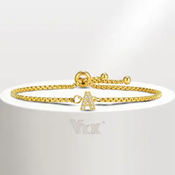 A-z Initial Letter Bracelet For Women Girls Gold Color Stainless