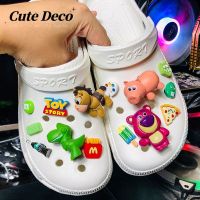 【 CuteDeco】Cute Cartoon Animals (19 Types) Dinosaurs / Pigs / Pudding Dogs Charm Button Deco/ Cute Jibbitz Croc Shoes Diy / Charm Resin Material For DIY