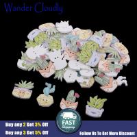 ปุ่มการ์ตูนไม้2รู Wander Cloudly 50ชิ้นกระดุมตกแต่งแบบ DIY