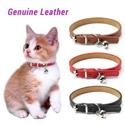 ❖✺ Soft Genuine Leather Cat Collar With Bell Adjustable Puppy Neck Strap For Kitten Necklace Cat Accessories Pet Supplies XS/S