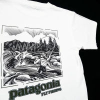 AGONIA Patagonia ง่ายสบายๆหลวม Mountain ขาสั้นพิมพ์ตัวอักษร-คู่แขนสั้นคู่