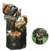 Squirrel-shaped Water Fountain Exquisite Animal Garden Statue Lightweight Wear-resistant Patio Fountain for Landscape Decoration