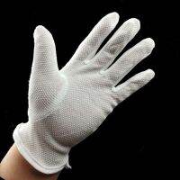 4PCS White Parade Gloves Non-Slip Cotton Gloves with Grip Dot Men Women Elastic Cuff Coin Uniform Formal Marching Police Gloves