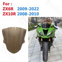 สำหรับ Kawasaki ZX6R 636 2009-2022 ZX10R 2008-2010กระจกรถจักรยานยนต์กระจกบังลมแผ่นเบนทางลม2009 2010 ZX-6R สีเทา ZX-10R