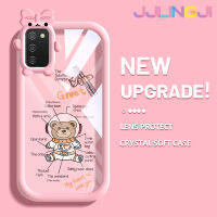 Jjlingji เคสเคสกันกระแทก A03 A04E F02s A03s A02s ปลอกสำหรับ Samsung ลายการ์ตูนน่ารักนาซ่านักบินอวกาศหมีนุ่มซิลิโคนหนาทนทานต่อการตกหล่นและเคสโทรศัพท์แบบใสทนทานต่อการสึกหรอ