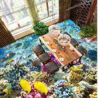 TTW 3D Ocean World Floor วอลเปเปอร์ภาพฝาผนังผนังพิมพ์ลายวอลเปเปอร์กันน้ำสำหรับห้องนั่งเล่นสติกเกอร์พื้นห้องนอนห้องอาบน้ำห้องน้ำ