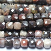 Meihan Natural  (1 strand) Silicified wood 8*8mm Faceted Cube loose beads for jewelry making design &amp; gift Nails Screws Fasteners