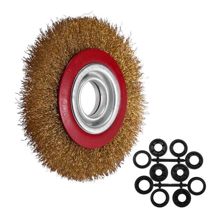 Wire Brush Wheel for Bench Grinder Polish + Reducers Adaptor Rings