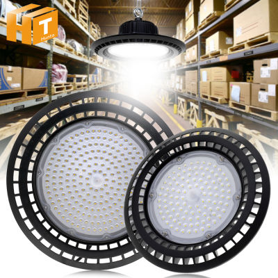 🔥การอัพเกรดใหม่🔥 LED คุณภาพสูง LED High Bay Lights 100W 150W 200W Super Super Bright กันน้ำ AC85-265V ไฟอุตสาหกรรมเชิงพาณิชย์สำหรับคลังสินค้า UFO LED โรงจอดรถโคมไฟโรงร