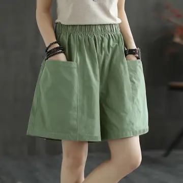 Fashion Women's Shorts Casual Knee Length Pants Solid Color Loose