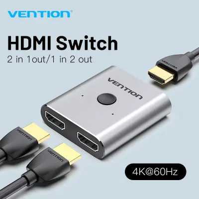 【COD】Vention HDMI Splitter Bi-Directional 2.0 HDMI Switch 4K 60Hz HD 3D Visual Effects 1 2/2 1 ในอะแดปเตอร์ 1 ใน 2 จากแปลง HDMI Port Hub HDMI Spliter สวิทช์สนับสนุนไฮไฟสเตอริโอสำหรับแล็ปท็อปทีวีโปรเจคเตอร์ PS4 Pro / 03/04 แบบ Dual HDMI Switcher