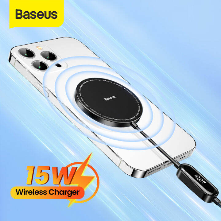 Baseus 15W Mini2 Magnetic Wireless Charger For iPhone 12 13 Digital Display  Fast Charging Pad For Samsung Xiaomi Wireless Charger 