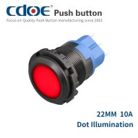 ♙❉ High current Reset spdt latching plastic dot illuminated 220v led light 22mm push button switch