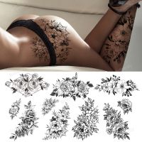 【YF】 tattoo sticker flower big black sketch designs waterproof temporary peony rose sunflower thigh le arm sleeve