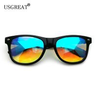 HOT★Kaleidoscope Sunglasses Men Women Square Frame Diamond Twinkle Rectangle Sun Glasses Retro Rice Nail Design Eyewear Party Gift