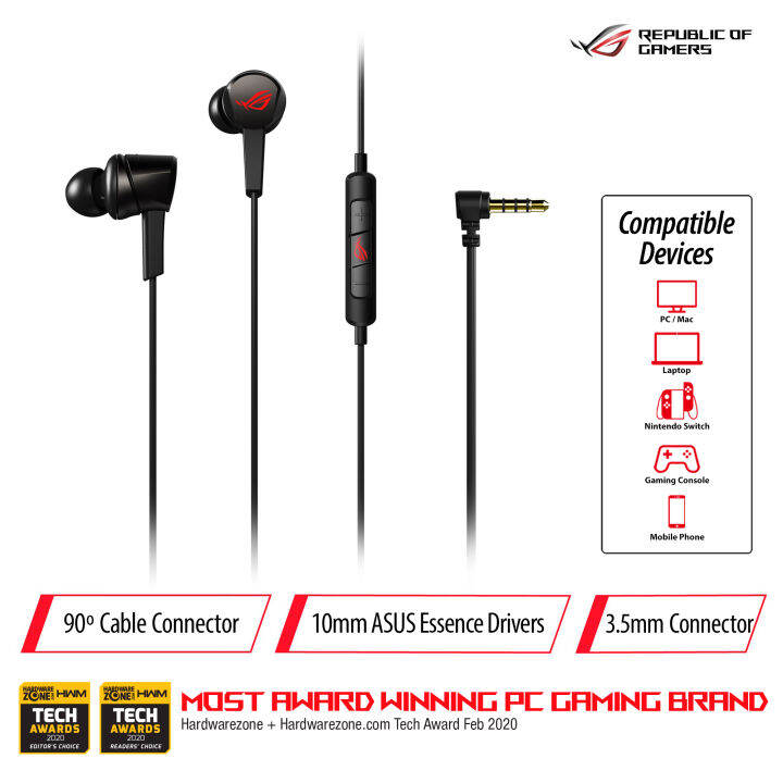 ASUS ROG Cetra Core In-Ear Gaming Headphones With 10mm ASUS.