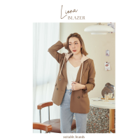 Liona Blazer - เสื้อสูทตัวยาวแต่งดีเทลฮู้ด (น้ำตาล)