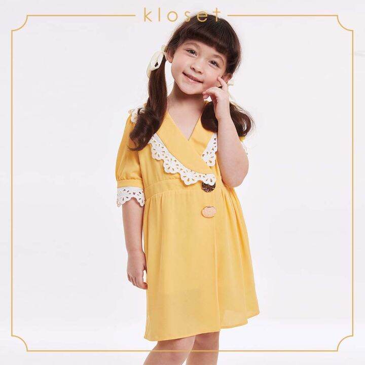 kloset-aw19-kd005-mini-dress-with-ruffle-ชุดเด็ก-ชุดเดรสเด็ก-ชุดเดรสแต่งดีเทลลูกไม้