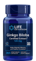 Life Extension Ginkgo Biloba Certified Extract™ 120 mg / 365 Vegetarian Capsules