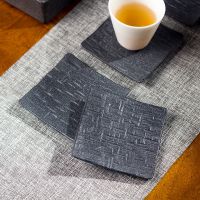 Cup Mat Tea Coaster Teapot Pad Coffee Placemat Home Decor Nature Stone Durable Heat Resistant Black Square Kung Fu Tea Set