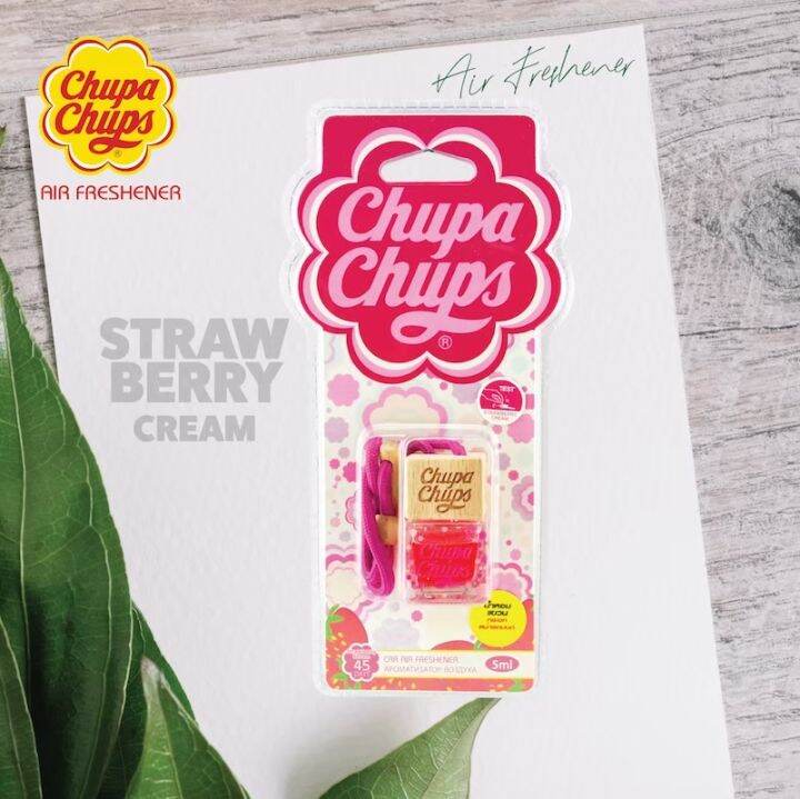 chupa-chups-น้ำหอมปรับอากาศ-แบบแขวน-กลิ่นอโรมา-สตอเบอร์รี่-และวนิลา-เปลี่ยนบรรยากาศในรถและในบ้านคุณ-ให้อบอวนด้วยกลิ่นหอม-ขนาด-5-ml