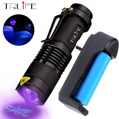 LED UV Flashlight 365nm 395nm Blacklight Scorpion UV Light Pet Urine Detector Zoomable Ultraviolet rechargeable outdoor lighting Rechargeable Flashlig