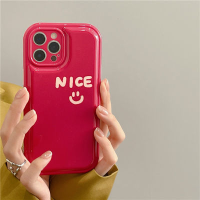 Hot Girl Rose กรณีโทรศัพท์ภาษาอังกฤษที่ดีสำหรับ iPhone13Promax เบาะอากาศสีทึบ Anti Drop Case สำหรับ iPhone12Pro เวอร์ชั่นเกาหลีเหมยสีแดงกรณีโทรศัพท์แฟชั่นสำหรับ iPhone11 ซองใส่โทรศัพท์มือถือแบบง่ายๆสำหรับ iPhone XR