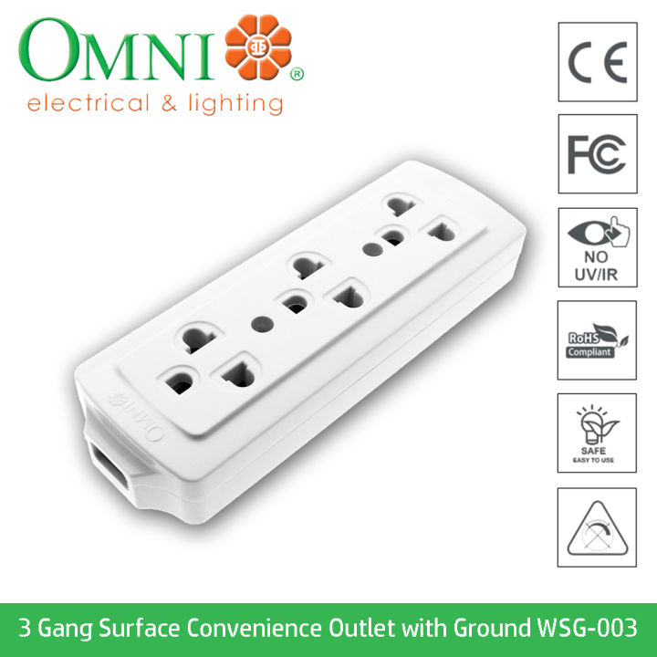 OMNI Surface Convenience Outlet with Ground Model WSG-003 | Lazada PH