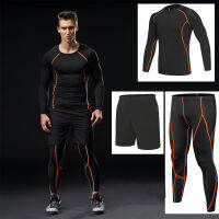 Men Gym running sets compression, Gym Fitness tight sets sportswear boy sport basketball jerseys training suits 3pcs kits