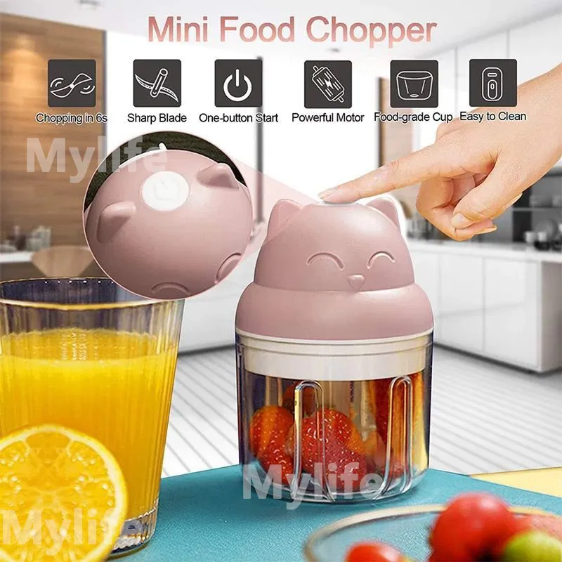 Orange Portable Plastic Pink Electric Mini Vegetable Chopper, For Home  250ml, For Garlic Chopping