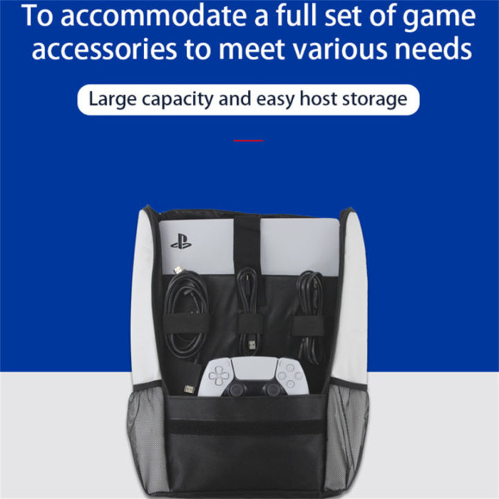 zp-game-console-backpack-travel-carrying-case-storage-bag-compatible-for-ps5-host-game-controller-accessories