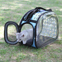 Transparent pet bag fashion cat bag oblique cross pet out bag foldable washable four seasons universal comfortable and spacious