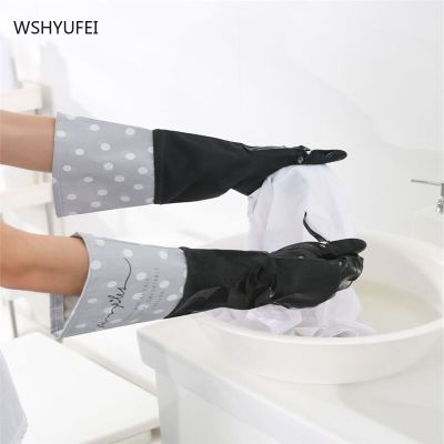 Kitchen household cleaning housework latex gloves female waterproof handguards washing dishes and clothes durable rubber gloves Safety Gloves