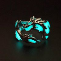 Luminous Glowing In The Dark Moon Dragon Ring For Men Adjustable Size Noctilucent Night Light Jewelry Women Girls Children Kids