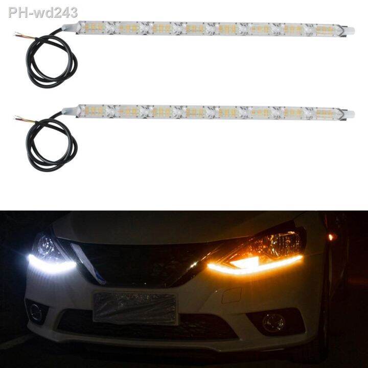 auto-headlight-light-strips-super-bright-12v-2pcs-waterproof-turn-signal-lamp-led-daytime-running-lights-car-drl-streamer-light