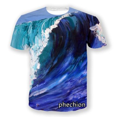 Phechion ใหม่แฟชั่นผู้ชาย/ผู้หญิง Ocean Wave Art 3D พิมพ์แขนสั้นเสื้อยืดสบายๆ Hip Hop ฤดูร้อน T เสื้อ Tops S101