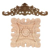 Carving Natural Wood Appliques 40X11X2cm &amp; Vintage Unpainted Wood Carved Corner Onlay Applique Frame